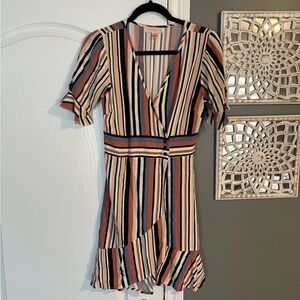 Band of Gypsies Striped Wrap Dress